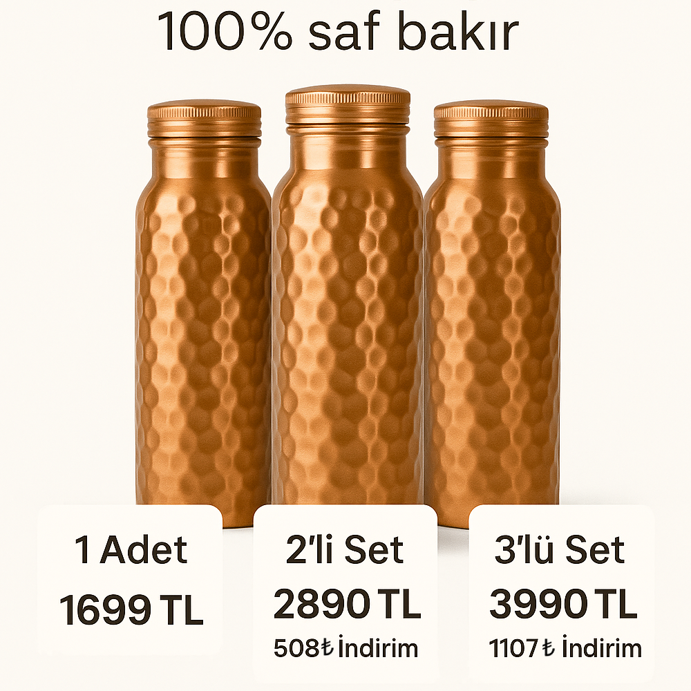 Ayurvedik %100 Saf Bakır Termos