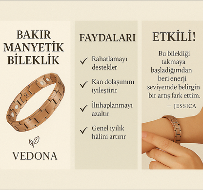 BAKIR MANYETİK TERAPİ BİLEKLİĞİ